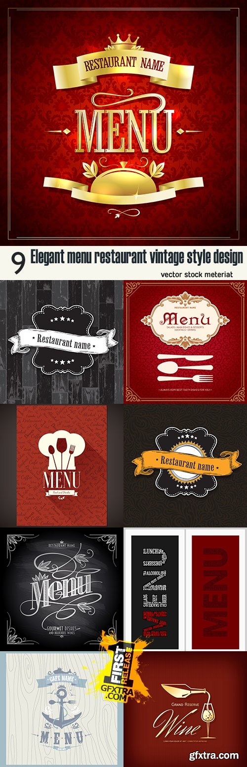 Elegant menu restaurant vintage style design
