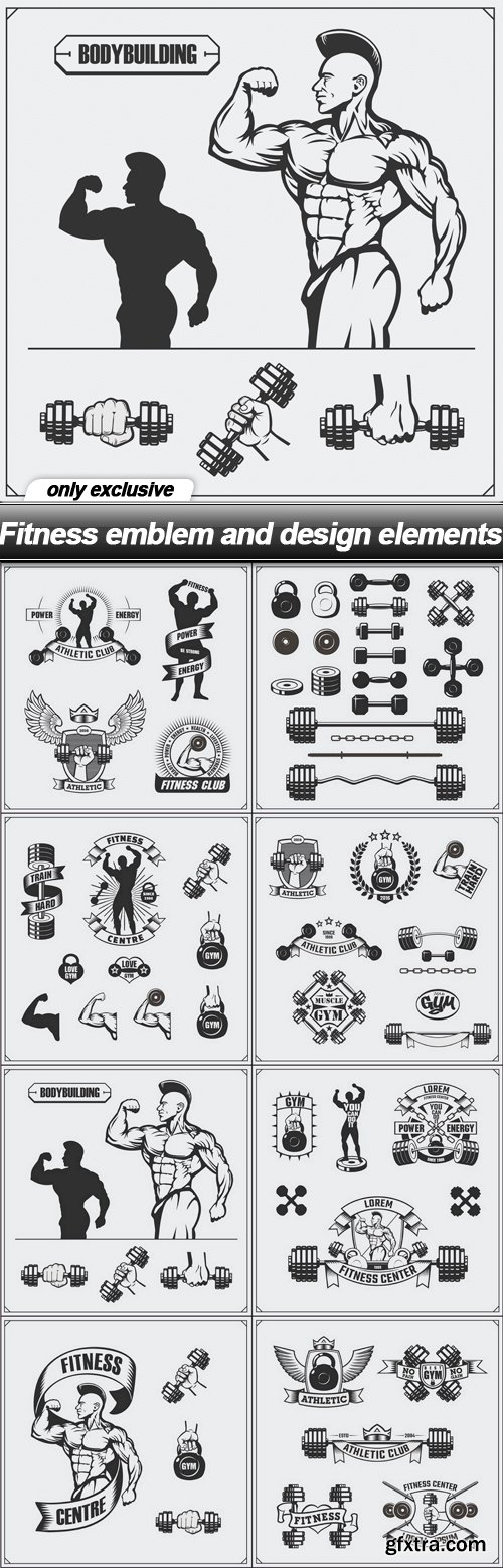 Fitness emblem and design elements - 8 EPS