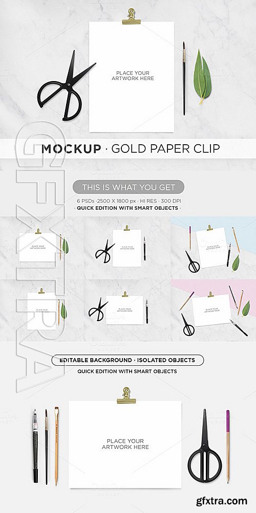 CM - Mockup Gold Paper Clip 671363