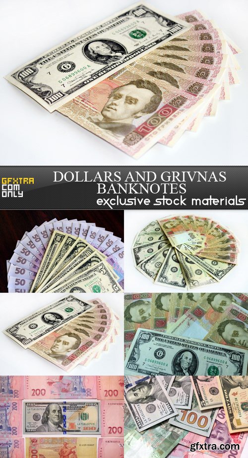 Dollars and Grivnas Banknotes - 6 UHQ JPEG