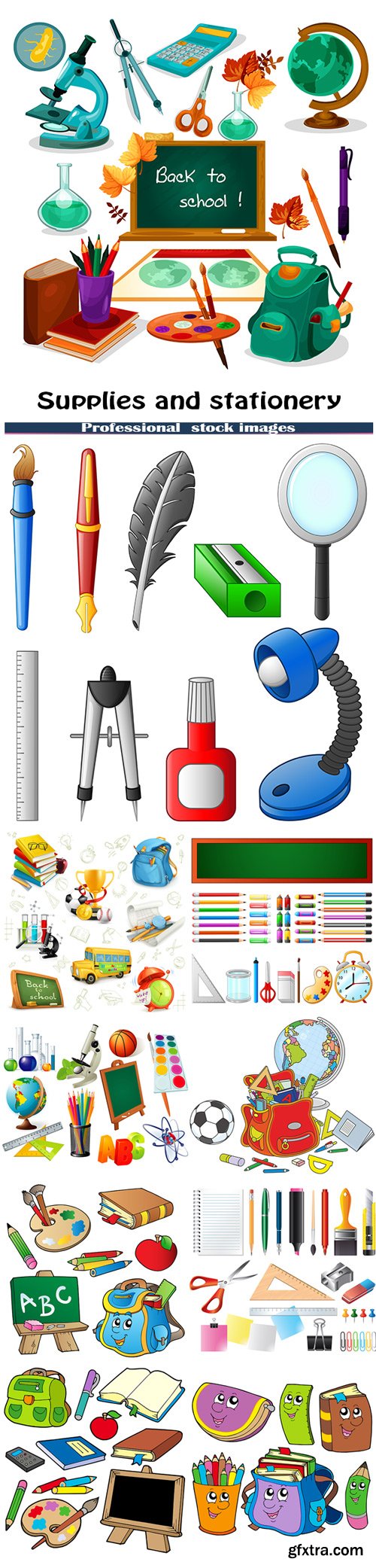 Back to school. Supplies and stationery