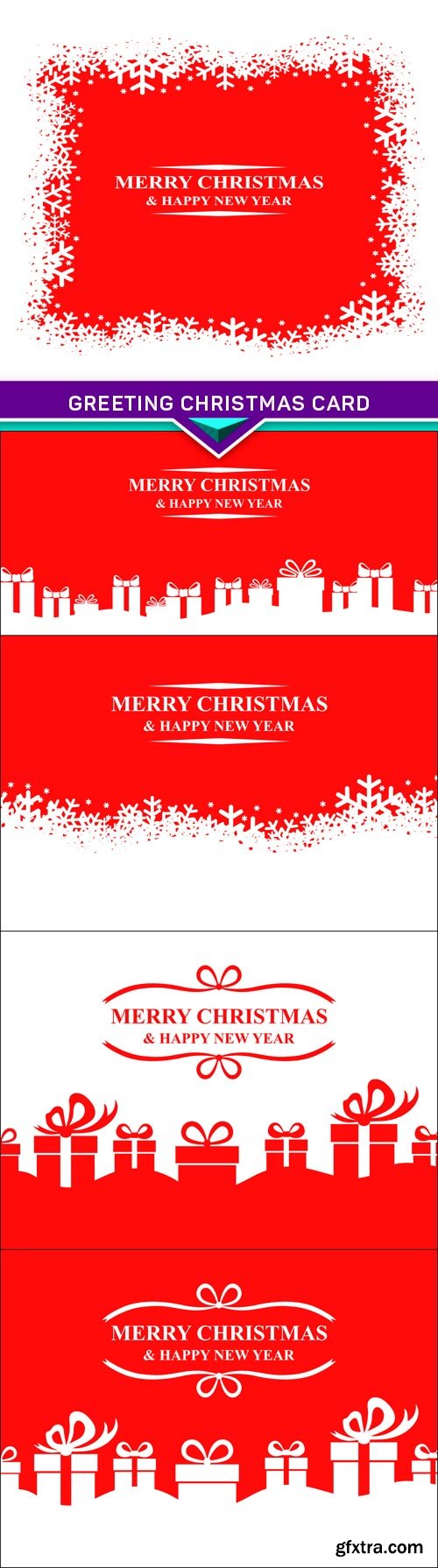 Greeting Christmas card with snowflakes border 5X EPS