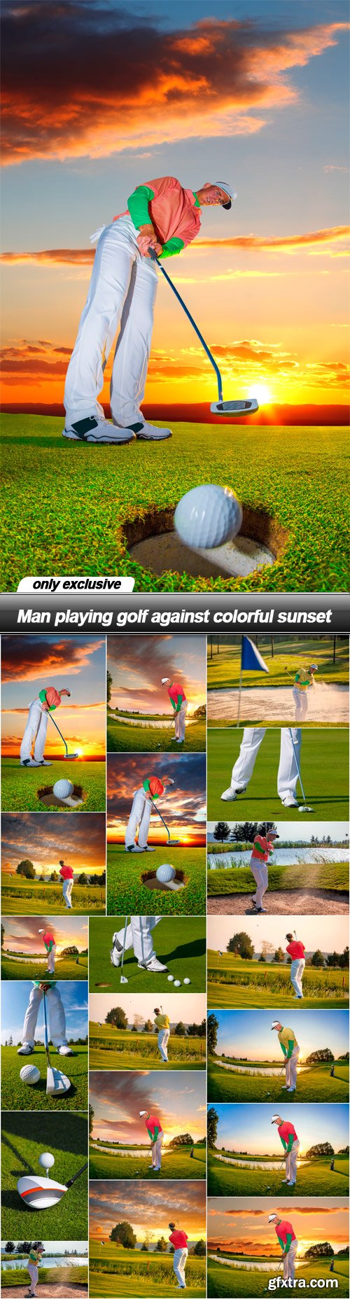 Man playing golf against colorful sunset - 19 UHQ JPEG
