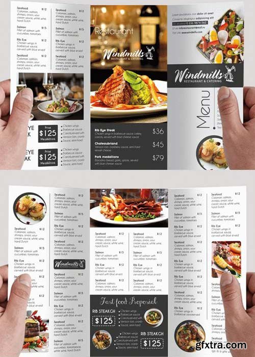 Restaurant Menu V3 PSD Tri-Fold PSD Brochure Template