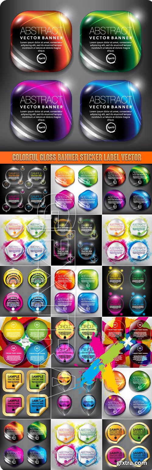 Colorful gloss banner sticker label vector
