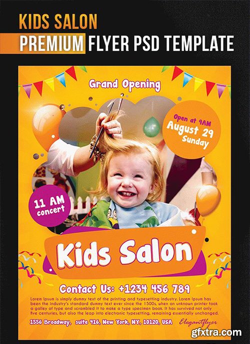 Kids Salon – Flyer PSD Template + Facebook Cover