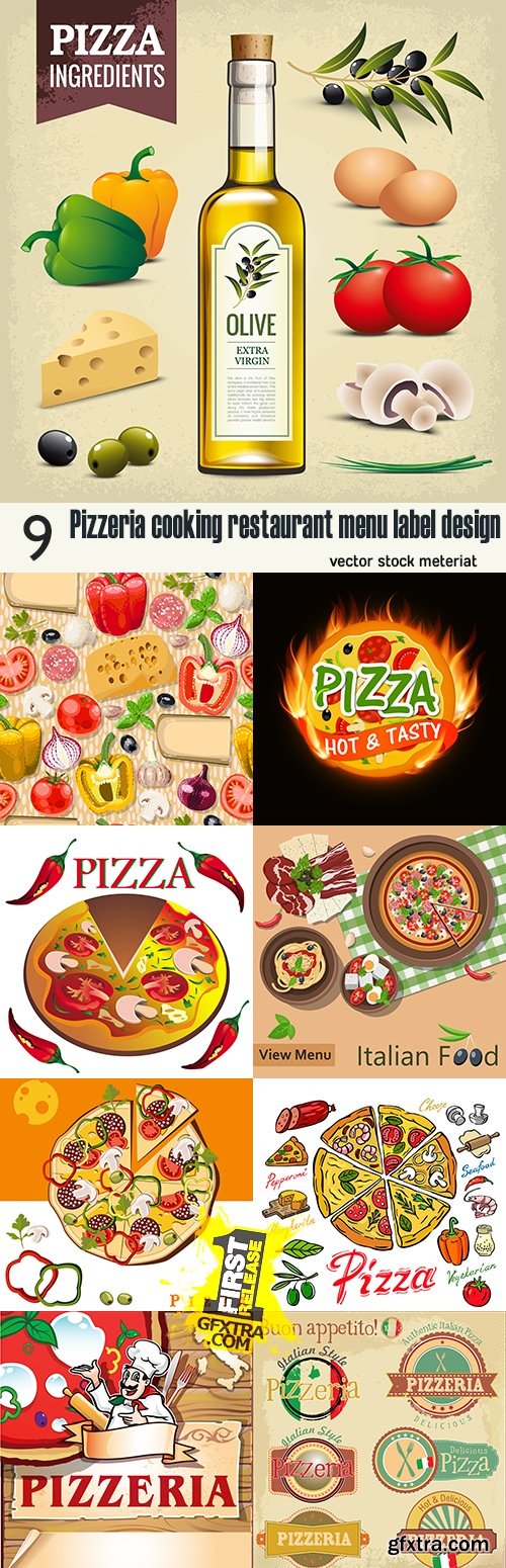 Pizzeria cooking restaurant menu label design