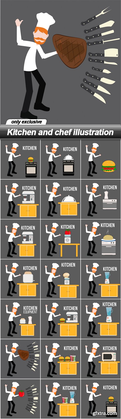 Kitchen and chef illustration - 20 EPS