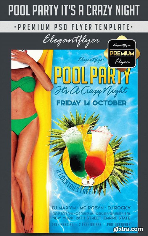Pool Party It’s a Crazy Night – Flyer PSD Template + Facebook Cover