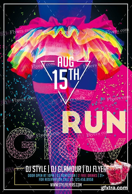 Glow Run PSD Flyer Template + Facebook Cover