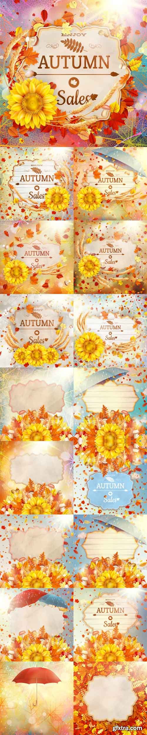 Vector Set - Background on a Theme of Autumn.Sale 4