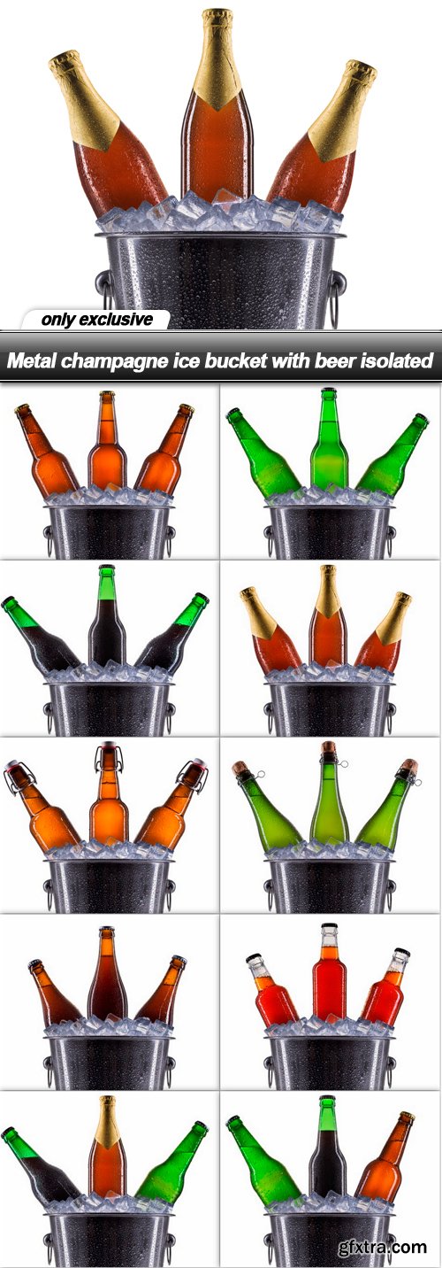 Metal champagne ice bucket with beer isolated - 10 UHQ JPEG