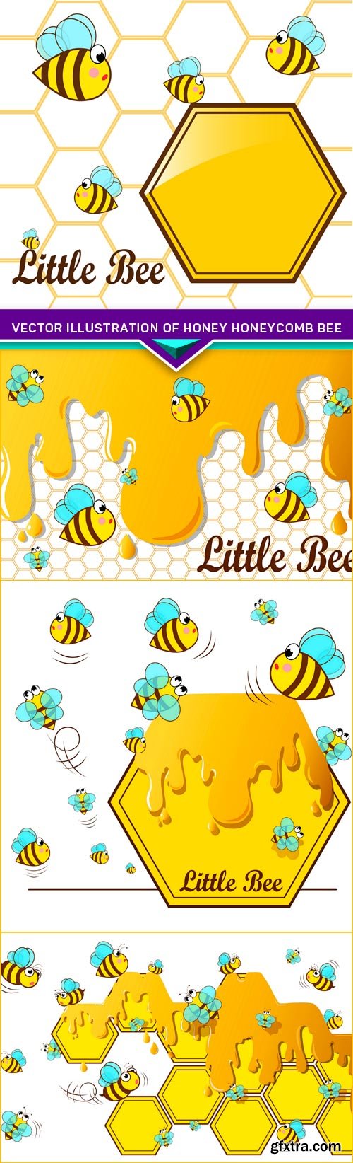 Vector illustration of honey honeycomb Bee 4X EPS