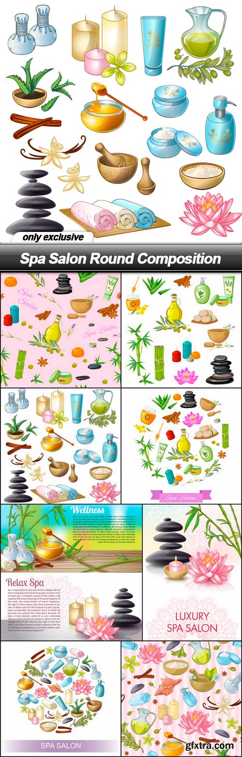 Spa Salon Round Composition - 8 EPS