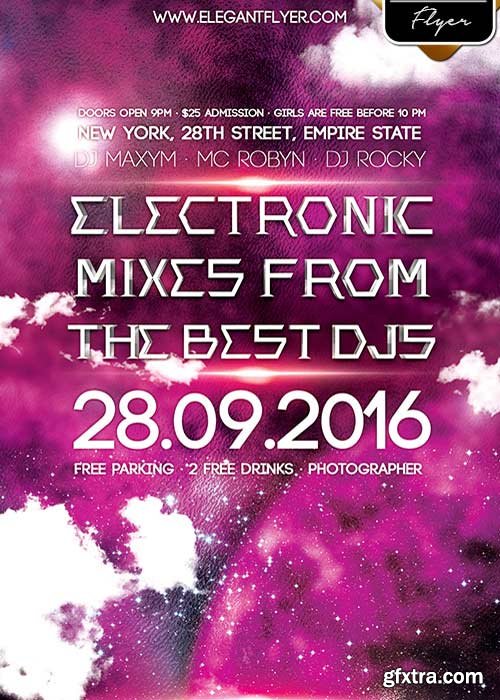 Electronic Mixes V1 Flyer PSD Template + Facebook Cover