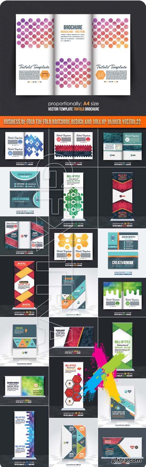 Business Bi-Fold Tri-Fold Brochure Design and Roll up banner vector 22