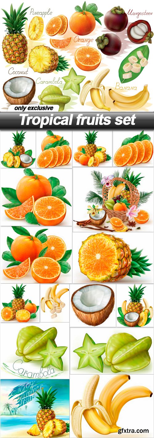 Tropical fruits set - 17 EPS