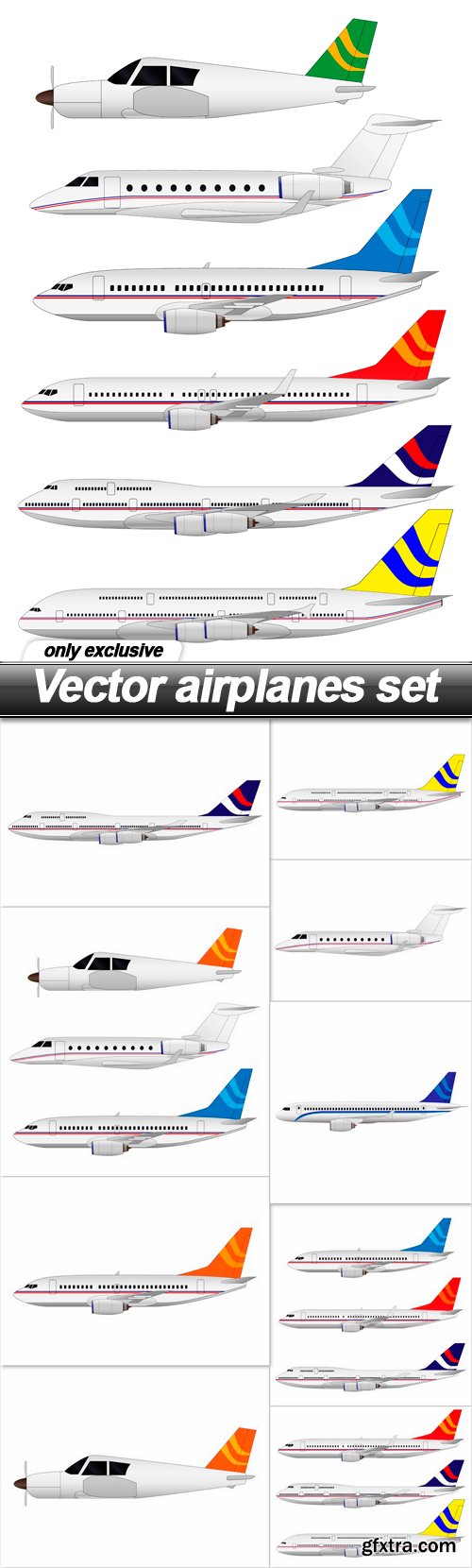 Vector airplanes set - 10 EPS