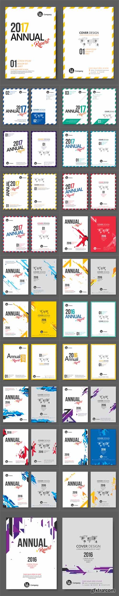 Vector Set - Flyer, Leafle, Annual Report Templates Flat Design in A4 Size