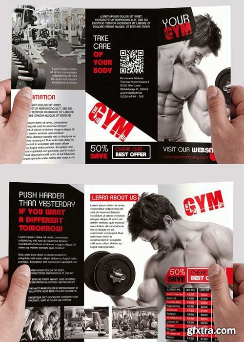 Gym V3 Premium Tri-Fold PSD Brochure Template