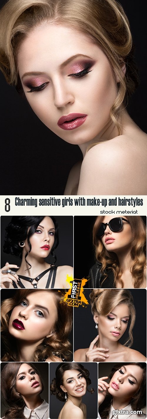 Charming sensitive girls with make-up and hairstyles