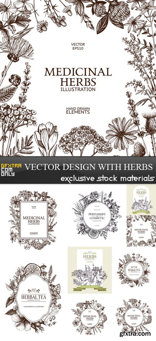 Vector Design with Herbs - 9 EPS