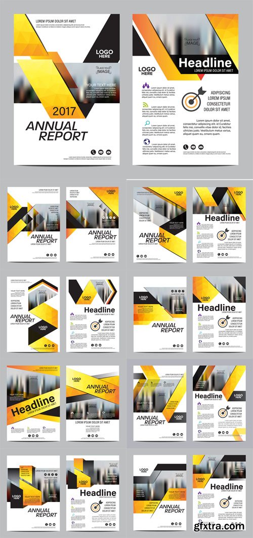 Vector Set - Yellow Brochure Layout Design Templates