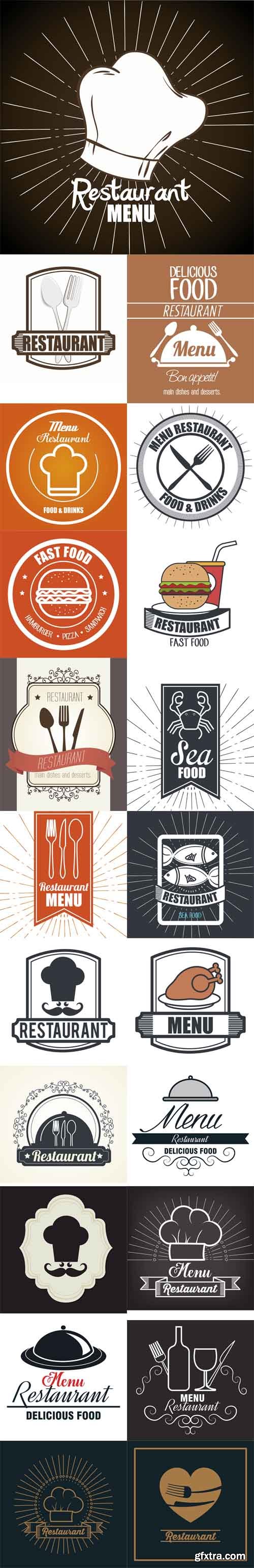 Vector Set - Menu Restaurant Cover Icon Illustration Graphic