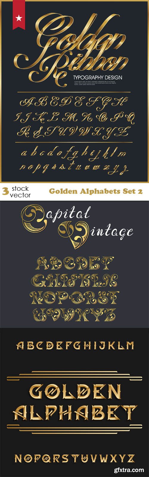Vectors - Golden Alphabets Set 2