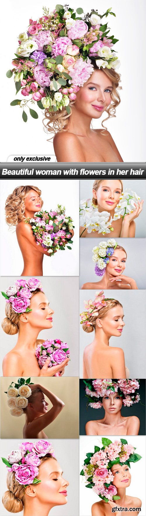 Beautiful woman with flowers in her hair - 10 UHQ JPEG
