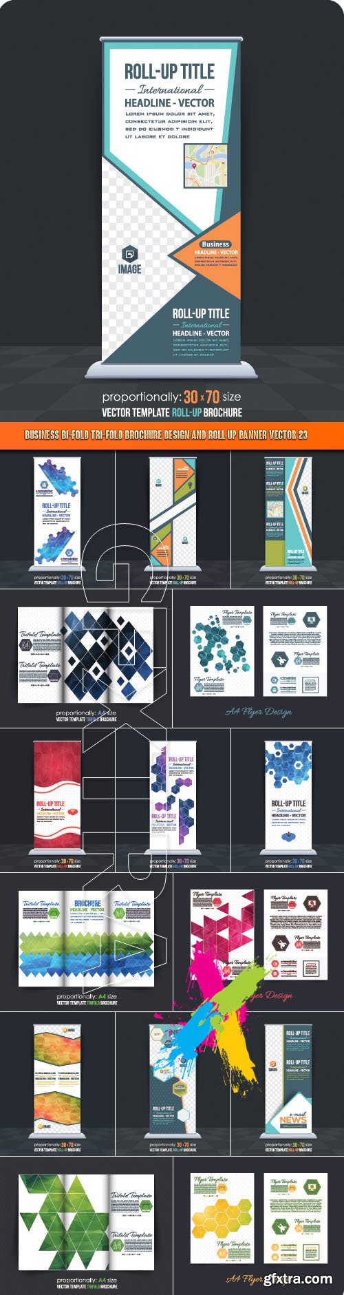 Business Bi-Fold Tri-Fold Brochure Design and Roll up banner vector 23