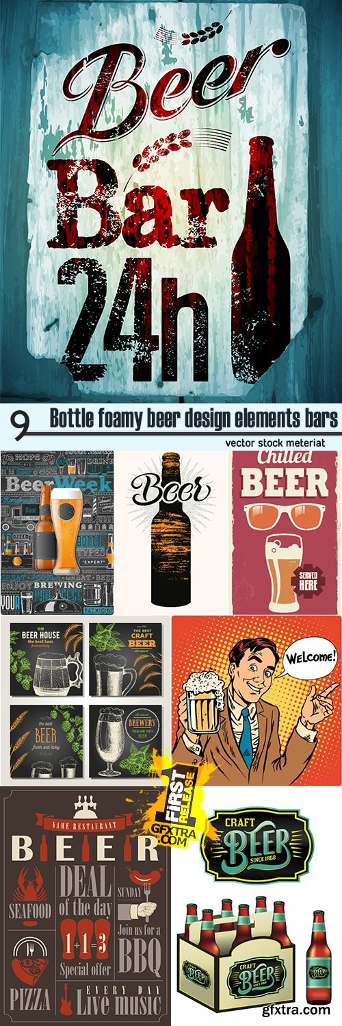 Bottle foamy beer design elements bars