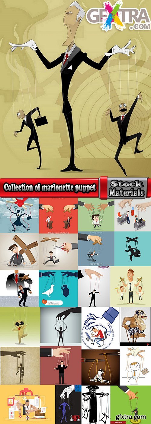 Collection of marionette puppet master rope thread vector picture doll 25 EPS