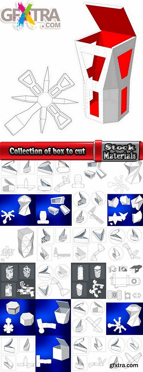 Collection of box to cut a figure of origami gift box cardboard container 2-25 EPS