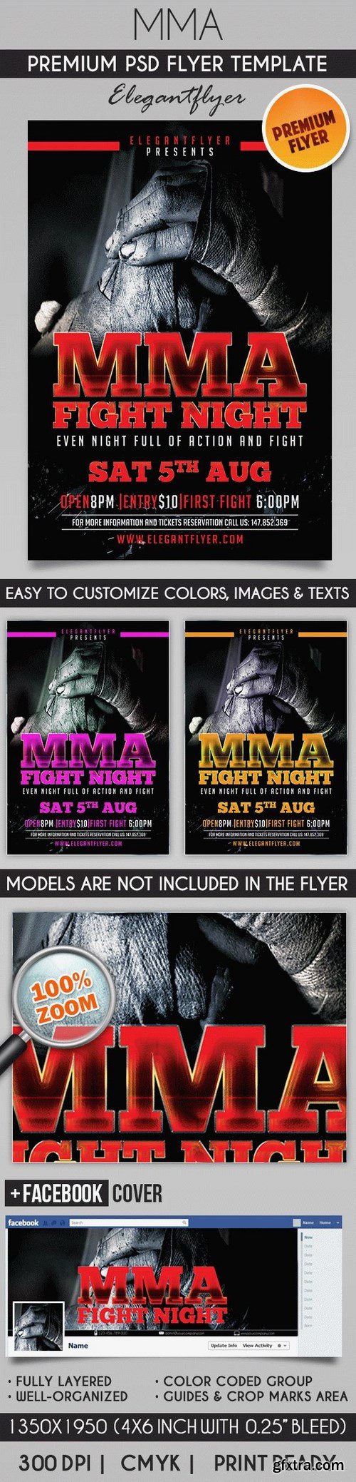 Fight Night – Flyer PSD Template + Facebook Cover