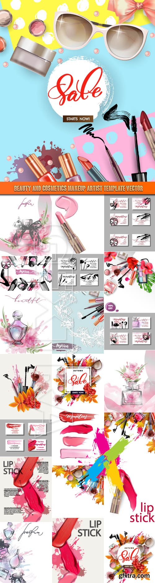 Beauty and cosmetics makeup artist template vector