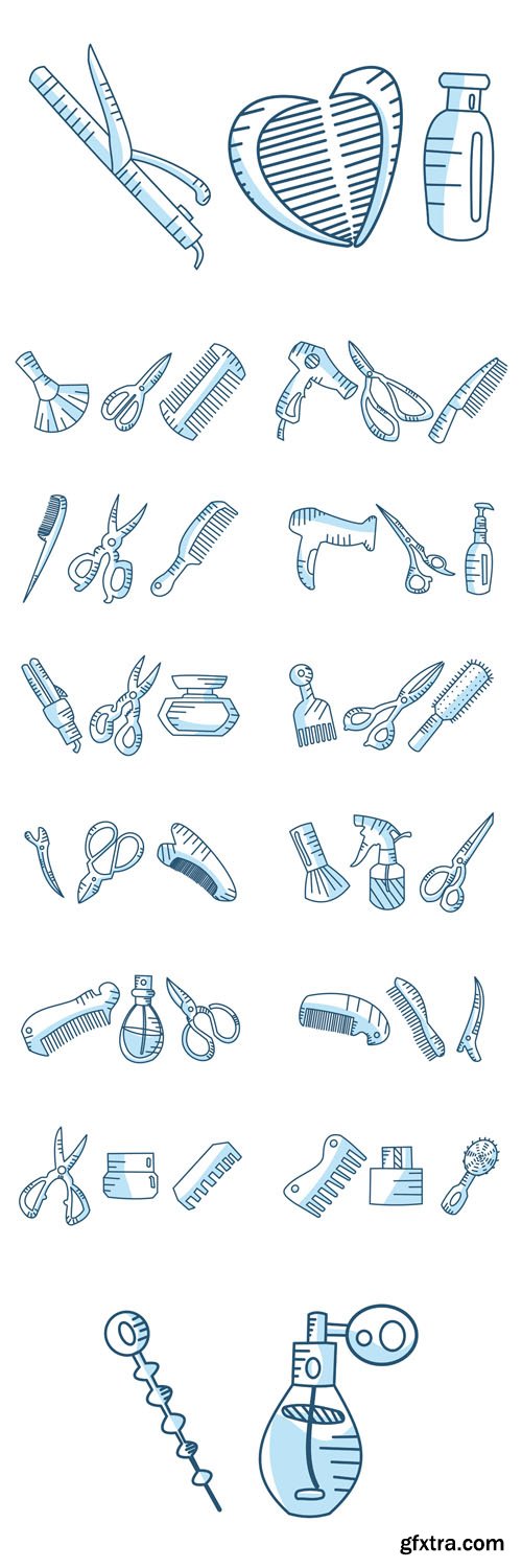Vector Set - Icon Hair Cutting Tools
