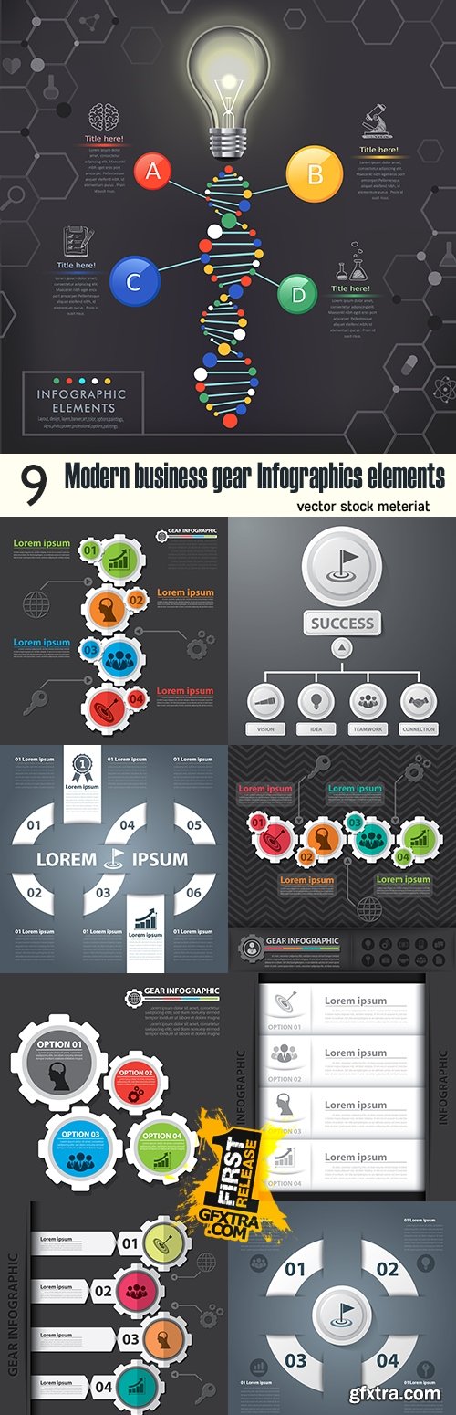 Modern business gear Infographics elements