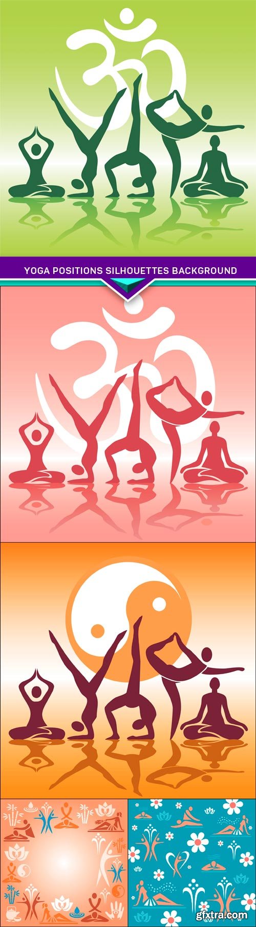 Yoga positions silhouettes background 5X EPS