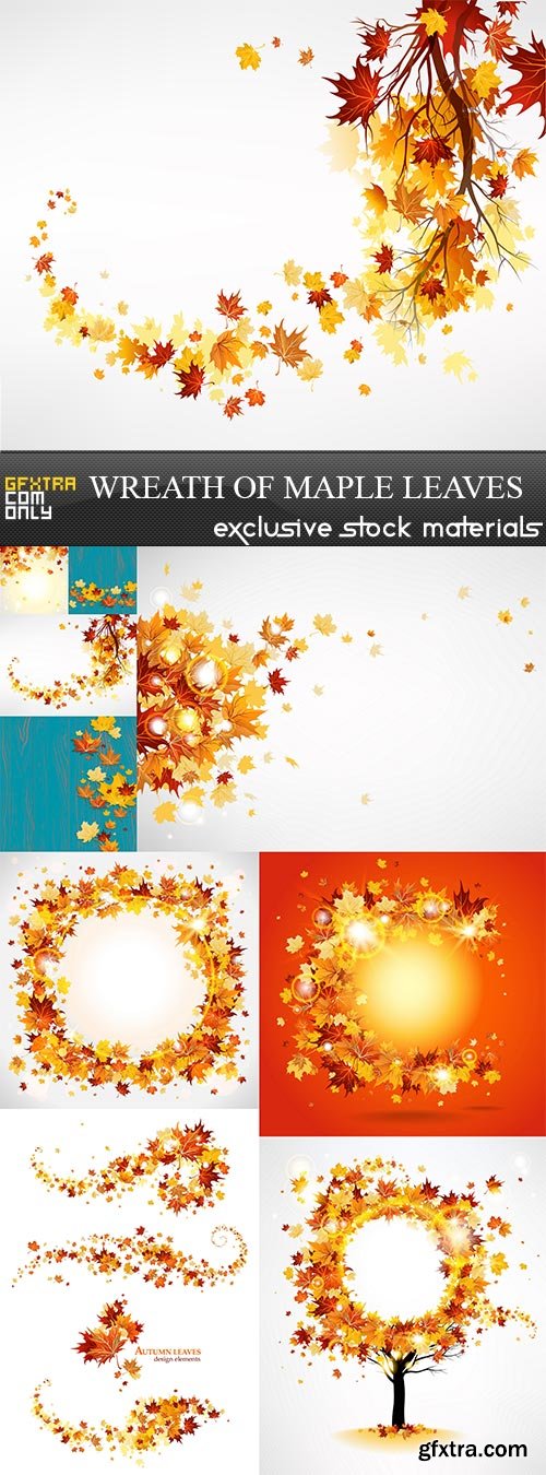 Wreath of maple leaves, 9 x EPS