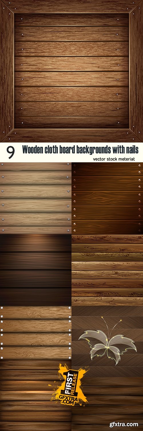 Wooden cloth board backgrounds with nails