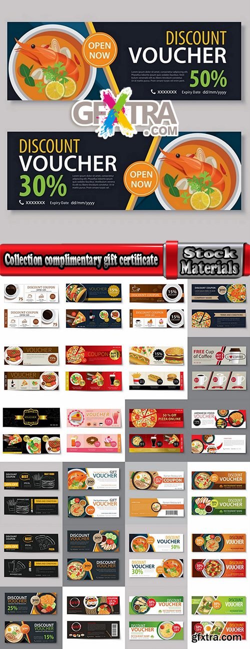 Collection complimentary gift certificate card banner flyer food menu food 25 EPS