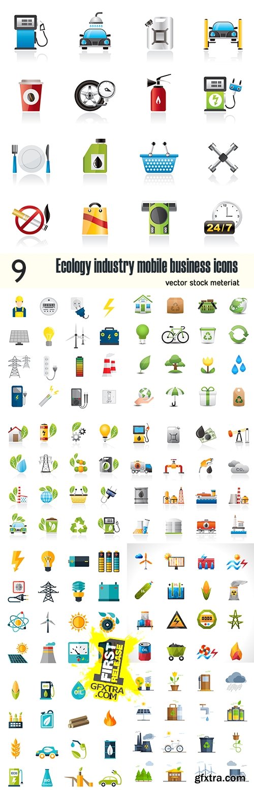 Ecology industry mobile business icons