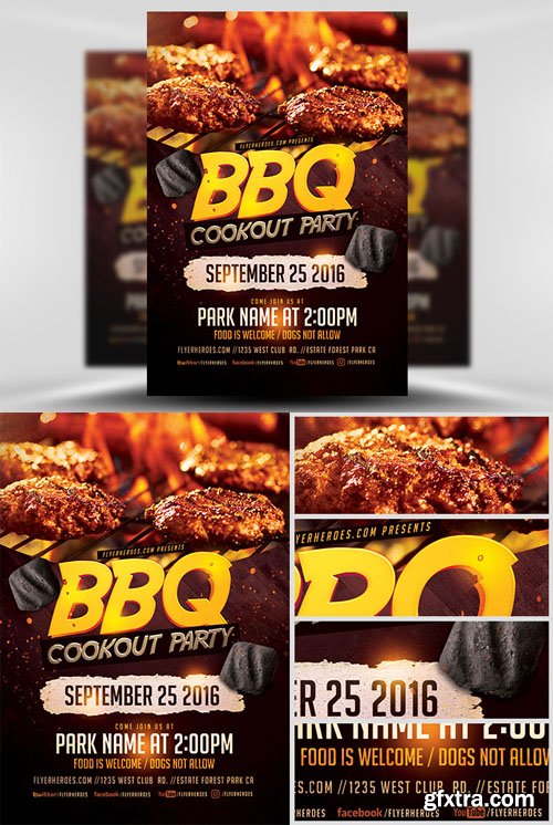 BBQ Cookout Party Flyer Template