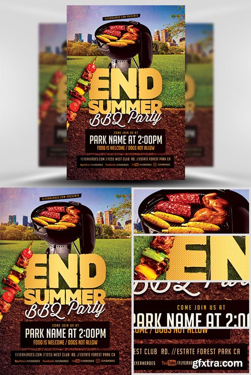 End Summer BBQ Party Flyer Template