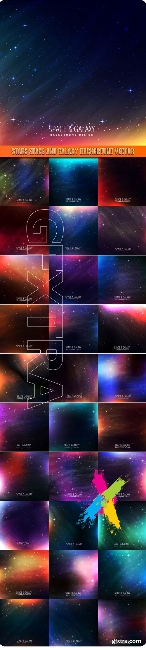 Stars space and galaxy background vector