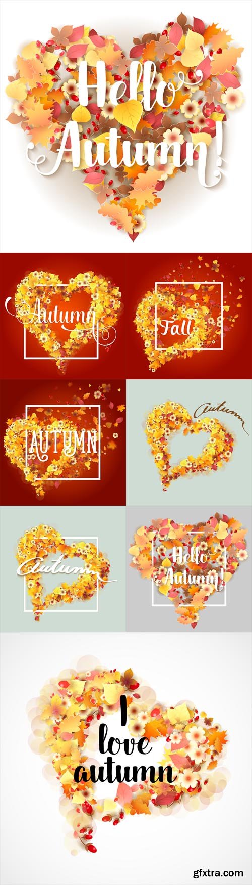 Vector Set - Autumn Frames in Shape of Heart