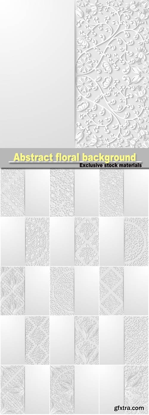 Abstract floral background, white background with patterns