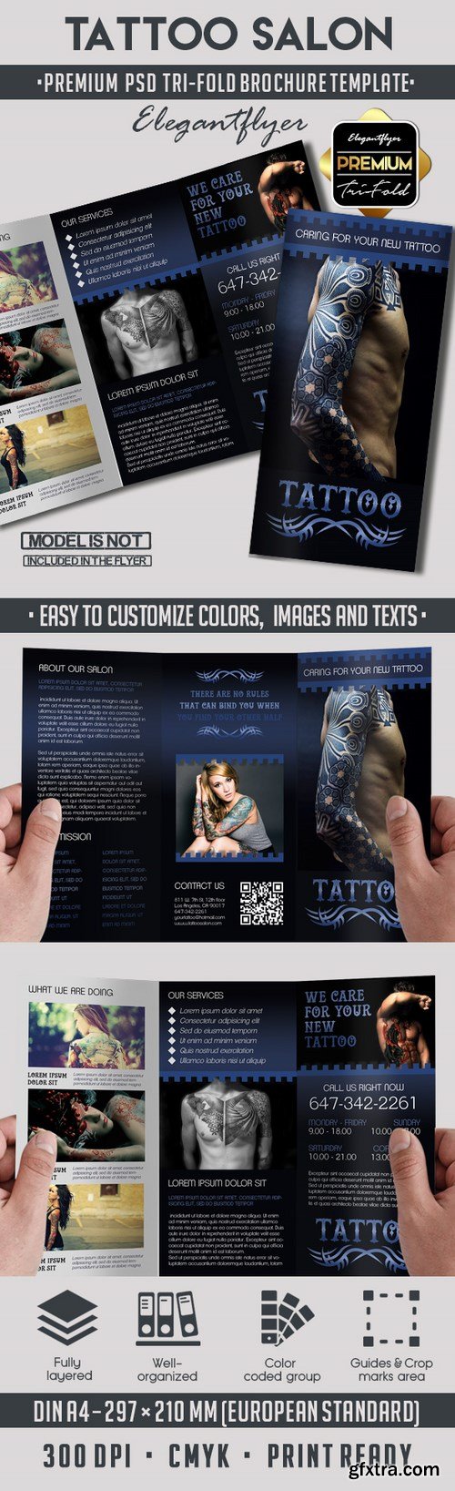 Tattoo Salon – Premium Tri-Fold PSD Brochure Template