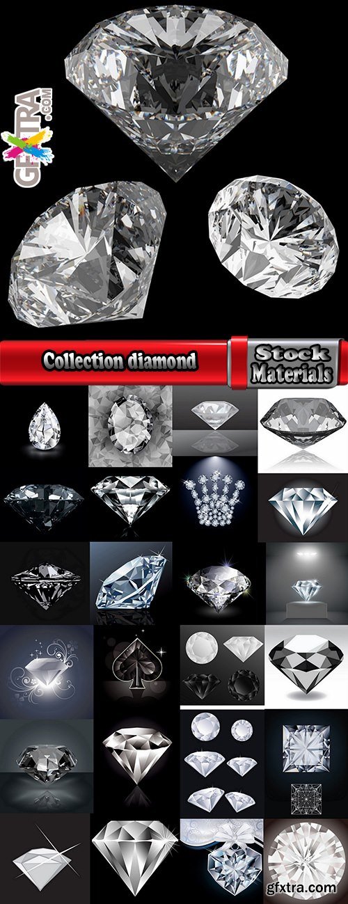 Collection diamond crystal diamond gem a vector Image 25 EPS